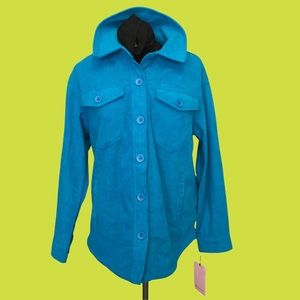 NWT Avec Les Filles Bright Blue Corduroy Shirt Jacket Shacket - Size M